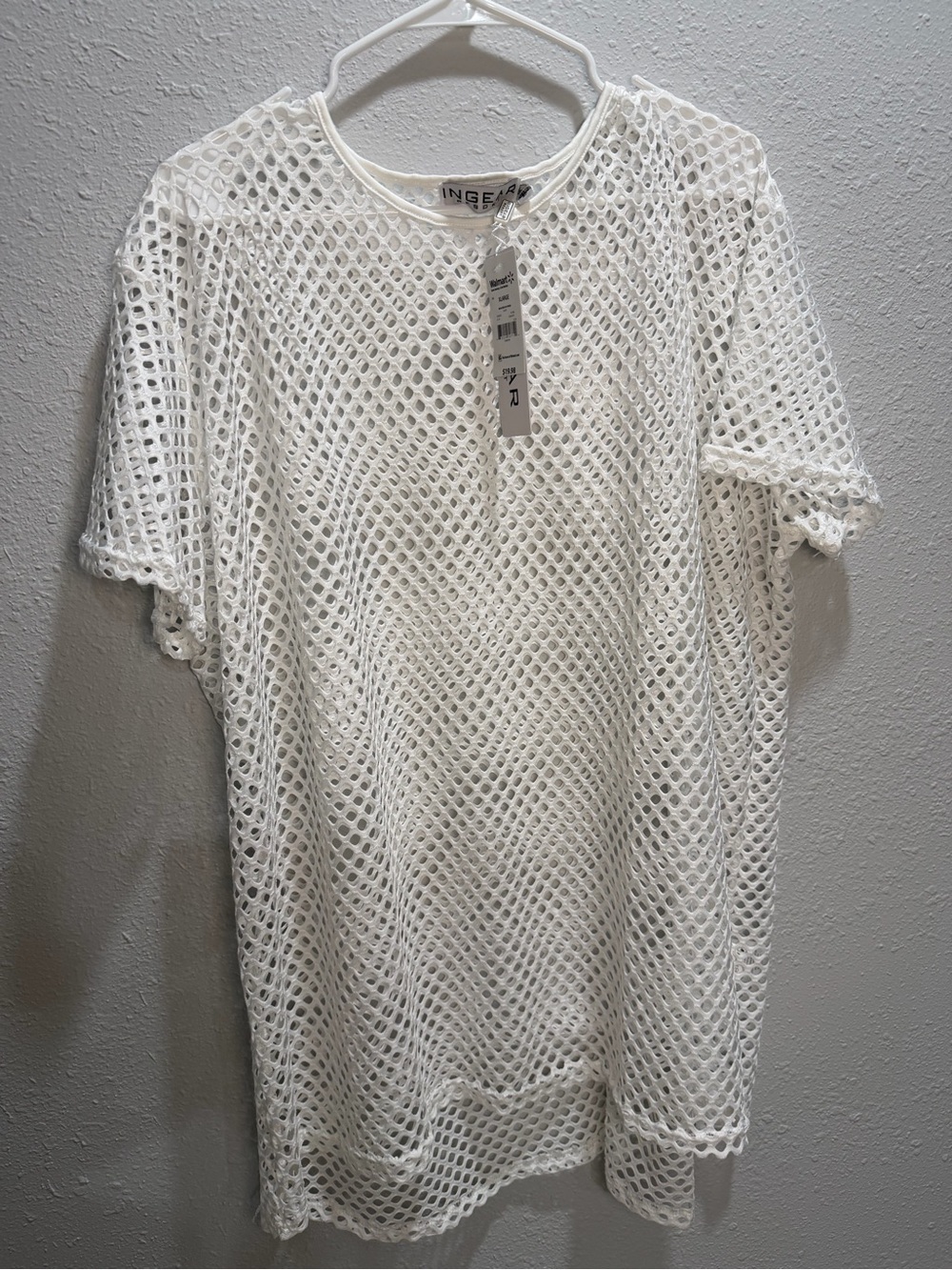 Ingear White Open-Knit Mesh Short Sleeve Tee